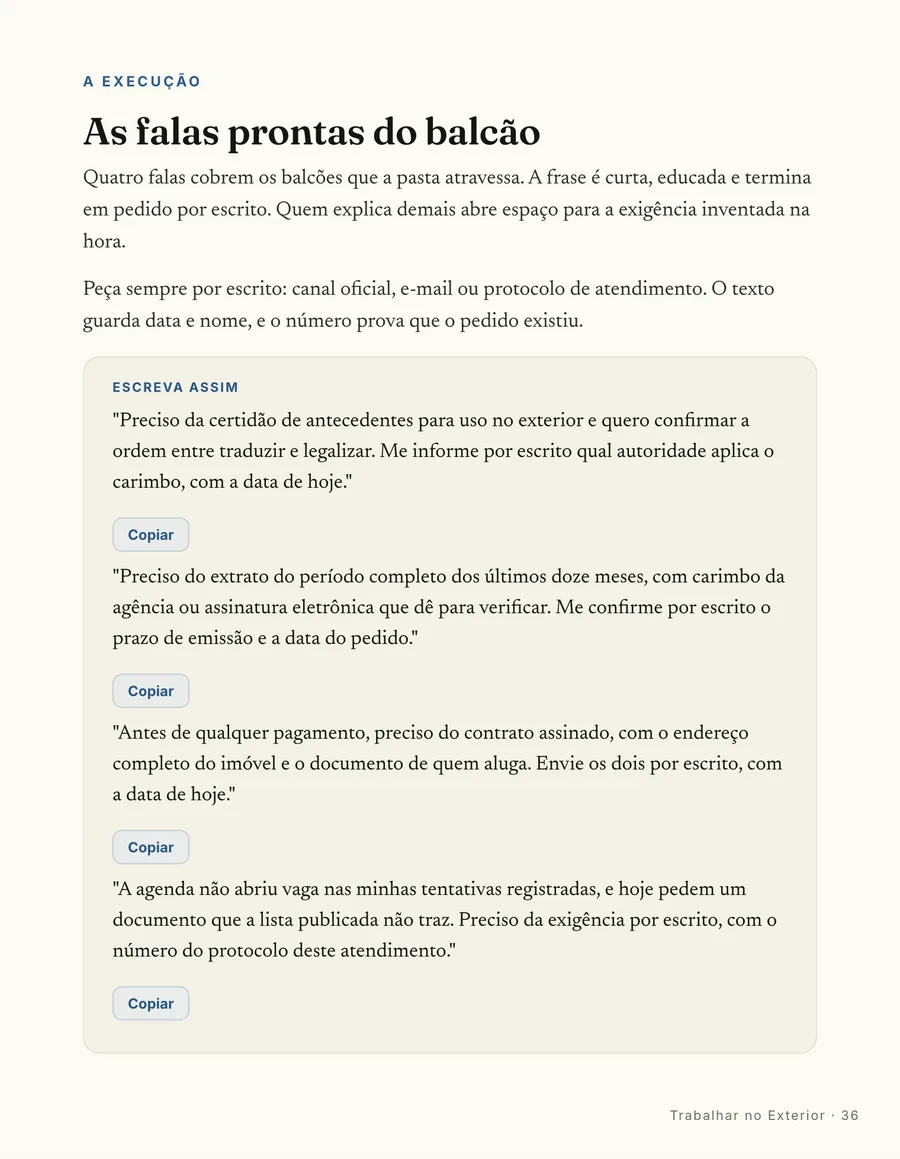Modelos prontos: Os modelos de carta e pedido, prontos pra preencher e copiar