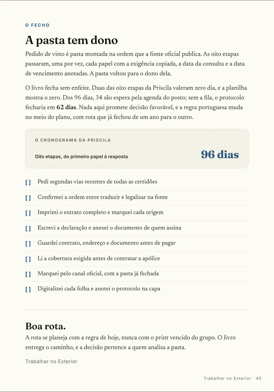 O fecho: A pasta da Priscila, depois: 96 dias corridos, sendo 34 de espera pela agenda do posto